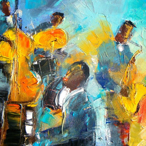 Jazzman sur fond bleu       (50x50)