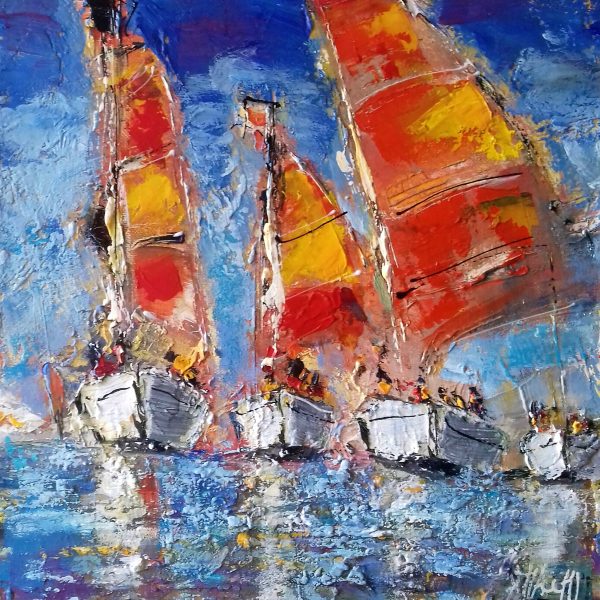 Petite régate à St Trop  ( hst 30x30cm) Vendu