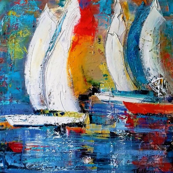 Régates à St Tropez (hst 60x60) vendu