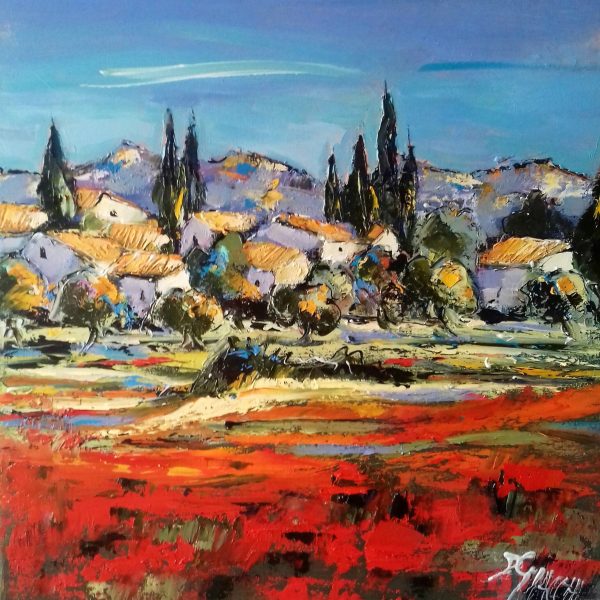 Le champ de coquelicots  ( 40x40) Vendu