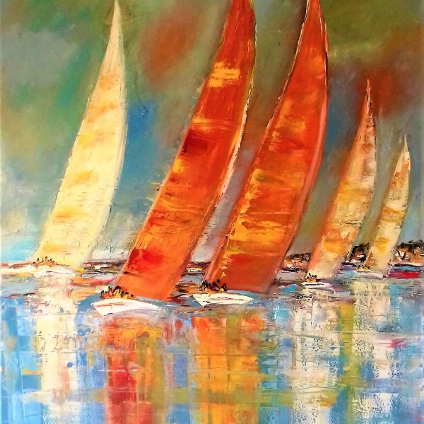 Les voiles de St Tropez (100x81) vendu