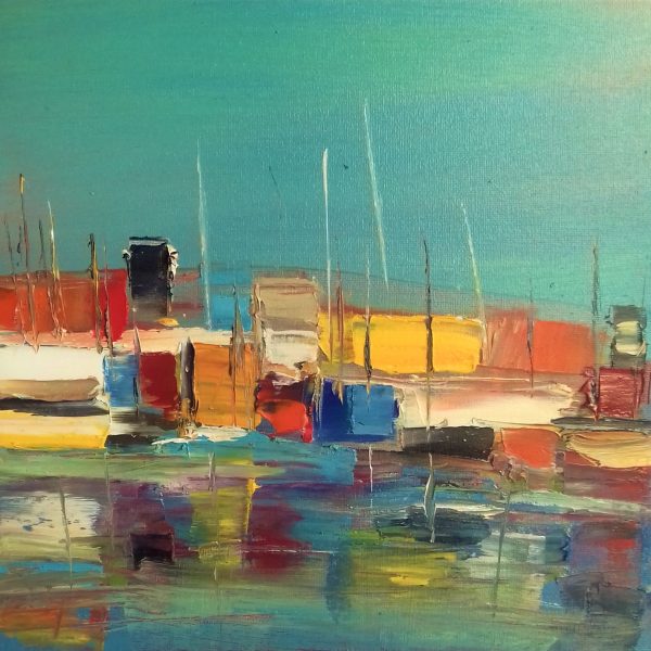 Reflets de bateaux (30x30) Vendu