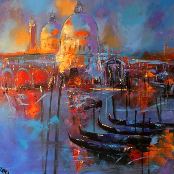 "coucher de soleil vénitien"  (80x80) vendu