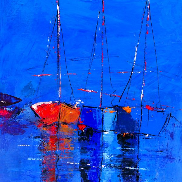 "les barques bleues" (35x24)  vendu