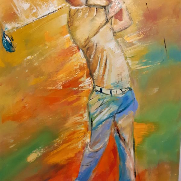 Golfeur au polo jaune (60x80)