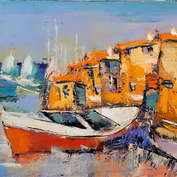 Barques à St Tropez (70x30cm) Vendu