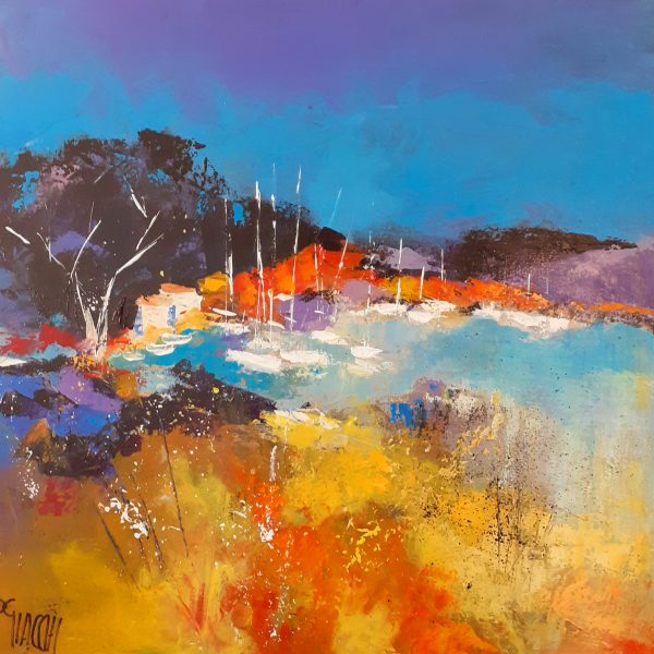 Le lac aux bateaux blancs (50x50cm) Vendu