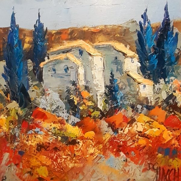 Les cyprès bleus (40x40)  320€
