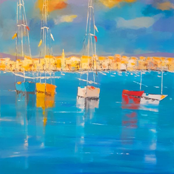 Bateaux à Sanary sur mer (hst100x81) 1100€