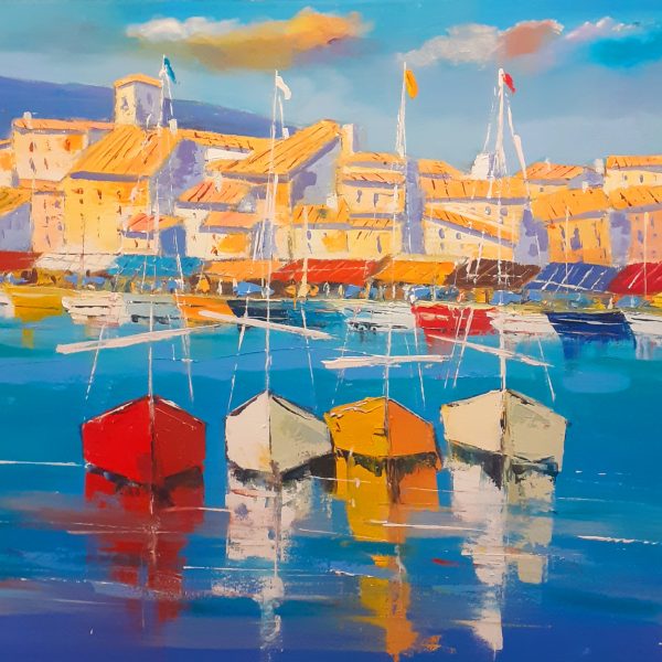 Bateaux à Cassis (hst 80x60)  680€